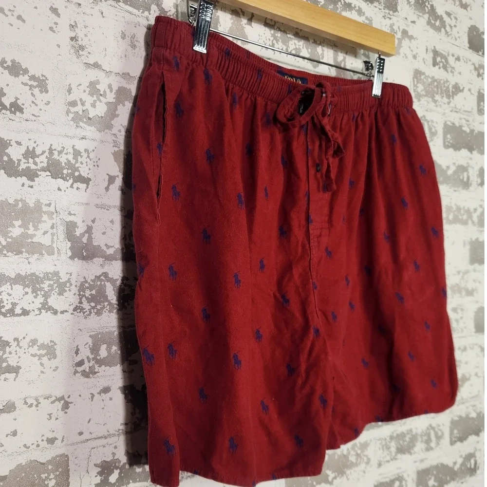 Polo Ralph Lauren Sleep Shorts Mens Large Red Pony Print Pajama Bottoms Preppy